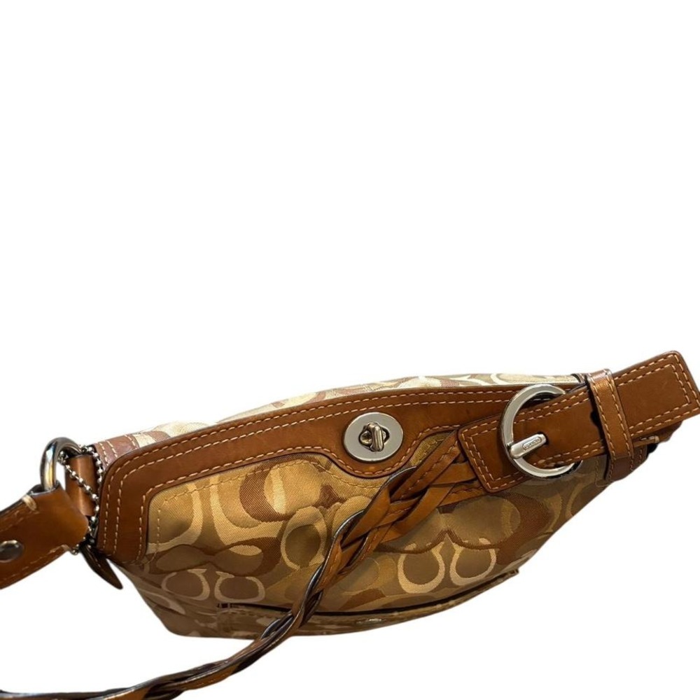 Y2k Coach Chelsea Signature‎ Khaki Beige Turnlock Optic Glam Hobo Shoulder Bag - Picture 5 of 8